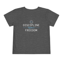 Load image into Gallery viewer, Team Platinum 2023 conference muscle heart barbell discipline equals freedom in training Toddler Short Sleeve Tee