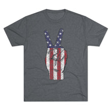Load image into Gallery viewer, Independence Day USA Peace Fingers Unisex Tri-Blend Crew Tee