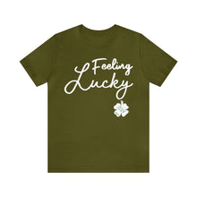 Load image into Gallery viewer, Feeling Lucky 2024 St Patricks Day Unisex Jersey Short Sleeve Tee