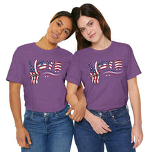 Load image into Gallery viewer, VOTE Peace Fingers American Flag Unisex Jersey Short Sleeve Tee