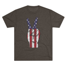 Load image into Gallery viewer, Independence Day USA Peace Fingers Unisex Tri-Blend Crew Tee