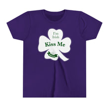 Load image into Gallery viewer, Kiss Me I’m Irish St Patrick’s Day Youth Short Sleeve Tee
