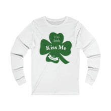 Load image into Gallery viewer, Kiss Me I’m Irish St Patricks Day Unisex Jersey Long Sleeve Tee