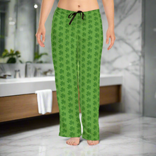 Load image into Gallery viewer, Kiss Me Im Irish St Pattys Day Womens Green Pajama Pants