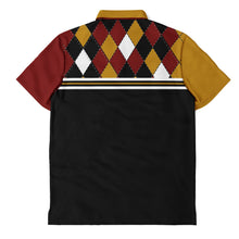 Load image into Gallery viewer, Golf Argyle Gold Red & Black Polo Shirt - AOP