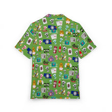 Load image into Gallery viewer, What’s Wild Green Fun Tropical Print Unisex Hawaiian Button-Down Shirt for Summer Vibes