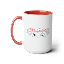 Load image into Gallery viewer, Health Coach Muscle Heart Barbell discipline equals freedom Two-Tone Coffee Mugs, 15oz