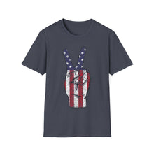 Load image into Gallery viewer, Independence Day 4th of July Peace Fingers USA Flag Unisex Softstyle T-Shirt