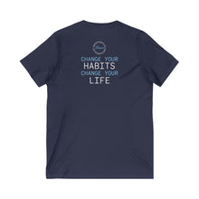 Load image into Gallery viewer, Team Platinum 2023 Conference Muscle Heart Change Your Habits Change Your Life Unisex Short Sleeve V-Neck Tee