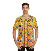 Load image into Gallery viewer, What’s Wild Vibrant Men's Baseball Jersey - Game Night Graphics