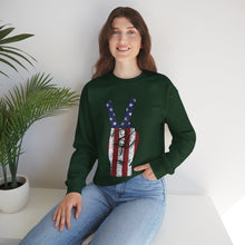 Load image into Gallery viewer, Independence Day USA Peace Fingers Unisex Heavy Blend™ Crewneck Sweatshirt