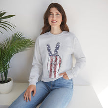 Load image into Gallery viewer, Independence Day USA Peace Fingers Unisex Heavy Blend™ Crewneck Sweatshirt