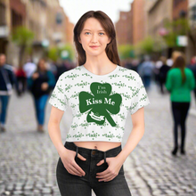 Load image into Gallery viewer, Kiss Me Im Irish Lucky White Crop Tee