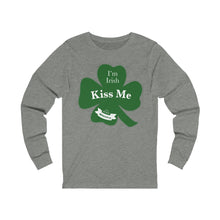 Load image into Gallery viewer, Kiss Me I’m Irish St Patricks Day Unisex Jersey Long Sleeve Tee