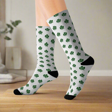 Load image into Gallery viewer, Kiss Me Im Irish Lucky St Pattys Day White Sublimation Socks