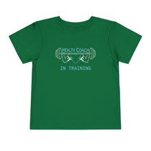 Load image into Gallery viewer, Health Coach in Training muscle barbell heart Toddler Short Sleeve Tee