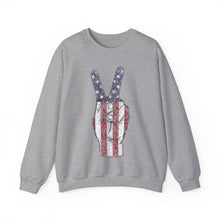 Load image into Gallery viewer, Independence Day USA Peace Fingers Unisex Heavy Blend™ Crewneck Sweatshirt