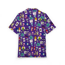 Load image into Gallery viewer, What’s Wild Purple Fun Tropical Print Unisex Hawaiian Button-Down Shirt for Summer Vibes