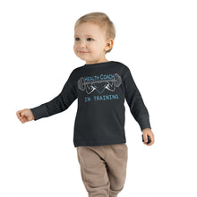 Load image into Gallery viewer, Health Coach in Training muscle barbell heart Toddler Long Sleeve Tee