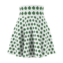 Load image into Gallery viewer, Kiss Me Im Irish St Pattys Women's White Skater Skirt (AOP)