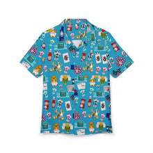 Load image into Gallery viewer, What’s Wild Blue Fun Tropical Print Unisex Hawaiian Button-Down Shirt for Summer Vibes