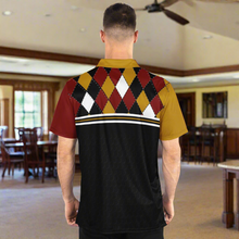 Load image into Gallery viewer, Golf Argyle Gold Red & Black Polo Shirt - AOP