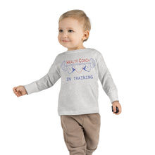 Load image into Gallery viewer, Health Coach in Training muscle barbell heart Toddler Long Sleeve Tee