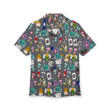 Load image into Gallery viewer, What’s Wild Grey Fun Tropical Print Unisex Hawaiian Button-Down Shirt for Summer Vibes