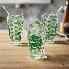 Load image into Gallery viewer, Kiss Me Im Irish St Patricks Day Pint Glass, 16oz