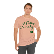 Load image into Gallery viewer, Feeling Lucky 2024 St Patricks Day Unisex Jersey Short Sleeve Tee