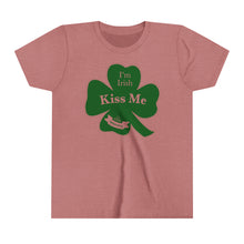 Load image into Gallery viewer, Kiss Me I’m Irish St Patrick’s Day Youth Short Sleeve Tee