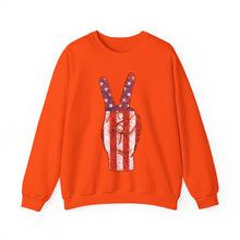 Load image into Gallery viewer, Independence Day USA Peace Fingers Unisex Heavy Blend™ Crewneck Sweatshirt