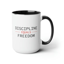 Load image into Gallery viewer, Health Coach Muscle Heart Barbell discipline equals freedom Two-Tone Coffee Mugs, 15oz