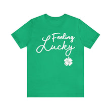 Load image into Gallery viewer, Feeling Lucky 2024 St Patricks Day Unisex Jersey Short Sleeve Tee