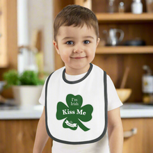 Load image into Gallery viewer, Kiss Me Im Irish Baby Contrast Trim Jersey Bib