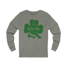 Load image into Gallery viewer, Kiss Me I’m Irish St Patricks Day Unisex Jersey Long Sleeve Tee