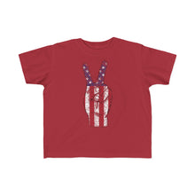 Load image into Gallery viewer, Independence Day USA Peace Fingers Toddler's Fine Jersey Tee