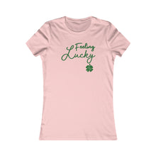 Load image into Gallery viewer, St Patricks Day 2024 Feeling Lucky Four Leaf Clover Women's Favorite Tee