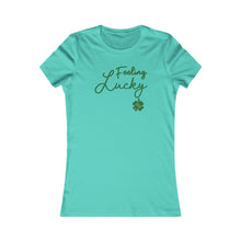 Load image into Gallery viewer, St Patricks Day 2024 Feeling Lucky Four Leaf Clover Women's Favorite Tee