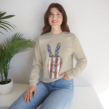 Load image into Gallery viewer, Independence Day USA Peace Fingers Unisex Heavy Blend™ Crewneck Sweatshirt