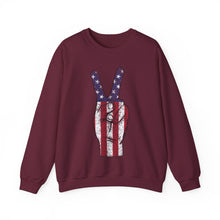Load image into Gallery viewer, Independence Day USA Peace Fingers Unisex Heavy Blend™ Crewneck Sweatshirt