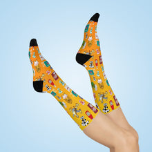 Load image into Gallery viewer, What’s Wild Fun Retro Cushioned Crew Socks - Playful Snack & Drink Patterns