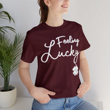 Load image into Gallery viewer, Feeling Lucky 2024 St Patricks Day Unisex Jersey Short Sleeve Tee