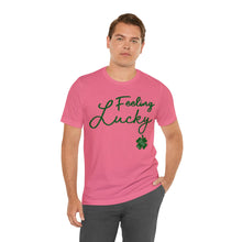 Load image into Gallery viewer, Feeling Lucky 2024 St Patricks Day Unisex Jersey Short Sleeve Tee