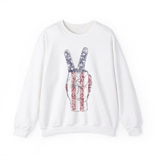 Load image into Gallery viewer, Independence Day USA Peace Fingers Unisex Heavy Blend™ Crewneck Sweatshirt
