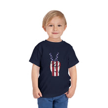 Load image into Gallery viewer, Independence Day 4th of July Peace Fingers Toddler Short Sleeve Tee