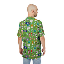 Load image into Gallery viewer, What’s Wild Green Fun Tropical Print Unisex Hawaiian Button-Down Shirt for Summer Vibes