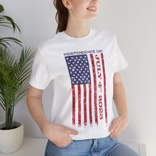 Load image into Gallery viewer, Independence Day July 4th 2025 USA Flag Unisex Jersey Short Sleeve Tee