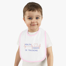 Load image into Gallery viewer, Health Coach in Training heartbeat Baby Contrast Trim Jersey Bib