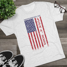 Load image into Gallery viewer, Independence Day USA Flag July 4th 2025 Unisex Tri-Blend Crew Tee